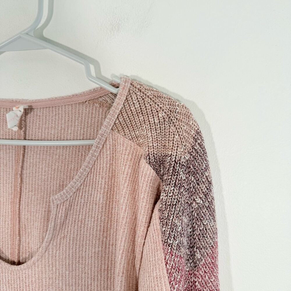 Anthropologie Daily Practice Pale Pink Contrast Panel Sleeve Knit Thermal XS - Picture 4 of 11